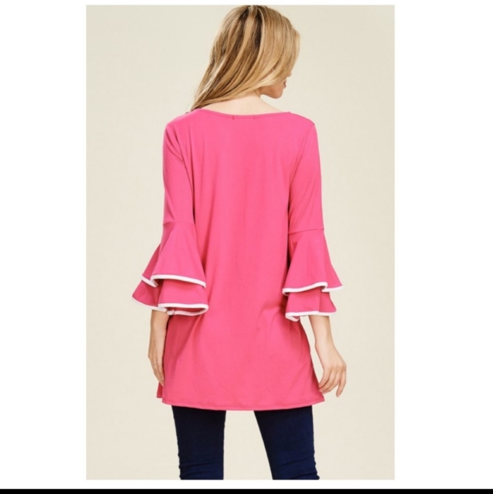 Pink top 3/4 bell sleeves - Picture 6 of 7